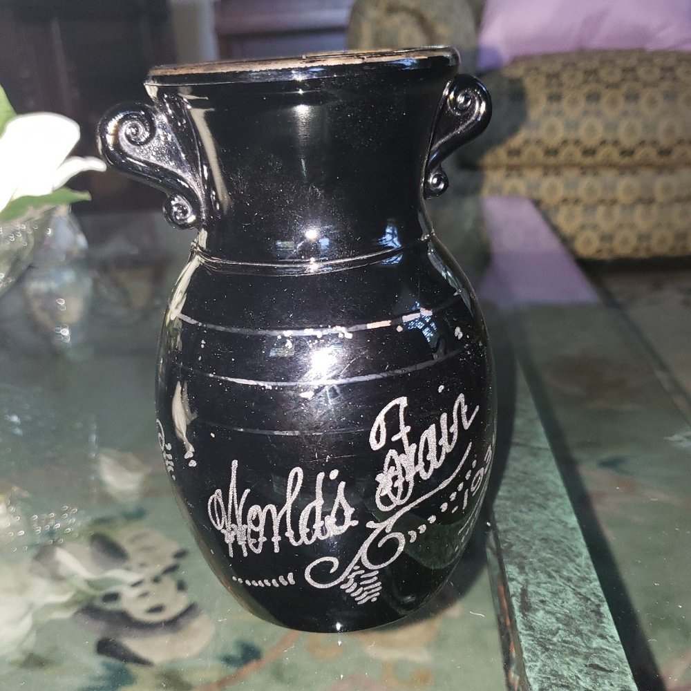 1934 World's Fair  Black Amythest Glass Vase,